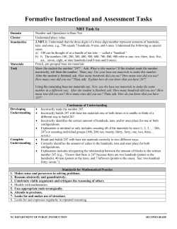 2.NBT Tasks - K-2 Formative Instructional and Assessment Tasks