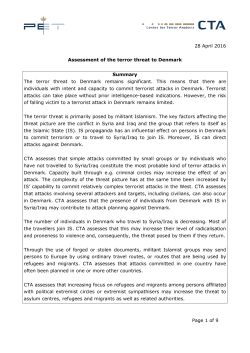 Assessment of the Terror Threat against Denmark