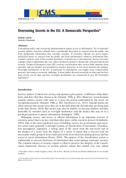 Overseeing Secrets in the EU: A Democratic Perspective*