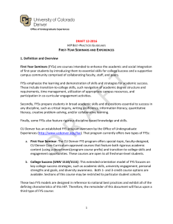 DRAFT 12-2016 1. Definition and Overview First Year Seminars