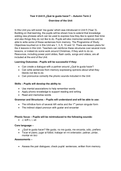 Year 4 Unit 8 ¿Qué te gusta hacer? – Autumn Term 2 Overview of