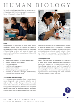human biology - Faculty of Health and Medical Sciences