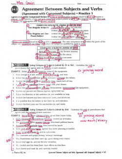 Agreement Between Subjects and Verbs I"