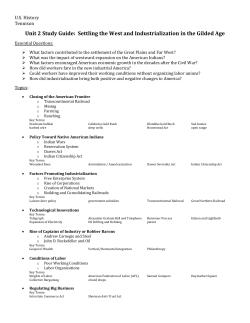 Unit 2 Study Guide: Settling the West and Industrialization in the