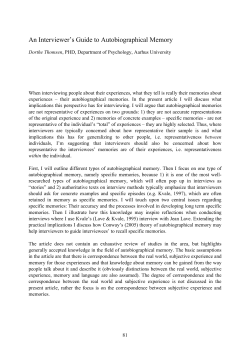 An interviewers guide to autobiographical memory