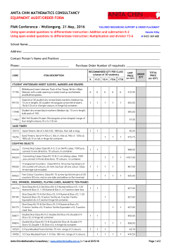 ANITA CHIN MATHEMATICS CONSULTANCY EQUIPMENT AUDIT