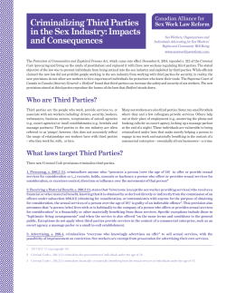 Criminalizing Third Parties in the Sex Industry: Impacts and