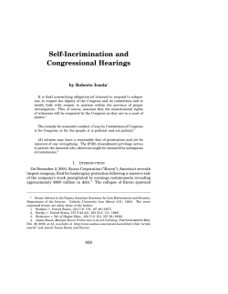 Self-Incrimination and Congressional Hearings