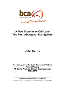 A New Story in an Old Land The First Aboriginal Evangelists John