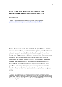 interpreting John Crawfurd`s history of the Indian archipelago