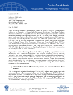 FDA`s Draft Guidances Relating to the Regulation of Human Cells