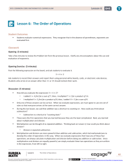 Lesson 6: The Order of Operations