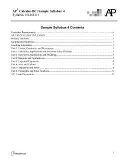 AP Calculus BC: Sample Syllabus 4 Contents