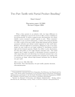 Two Part Tariffs with Partial Product Bundling