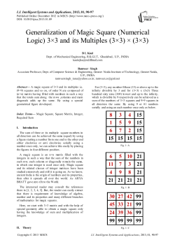 Generalization of Magic Square (Numerical Logic) 3&times;3 and its