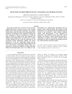 Disturbance reactions of walking legs
