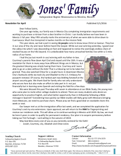 Independent Baptist Missionaries in Morelos, Mexico Newsletter for