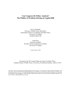 Can Congress Do Policy Analysis? The Politics of Problem Solving