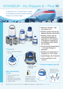 VOYAGEUR &ndash; Dry Shippers (2 &ndash; Plus)