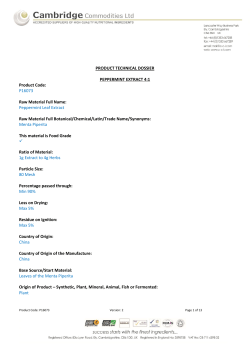 Technical Dossier - Cambridge Commodities Ltd
