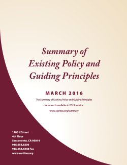 League Summary of Existing Policy and Guiding Principles