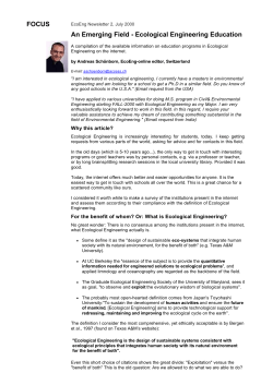 FOCUS An Emerging Field - Ecological Engineering Education