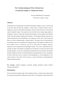 The Verbatim Immigrant Writer, Hiromi Goto: a Synchronic Polyglot