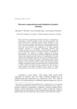 Discourse comprehension and simulation of positive emotions