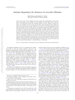 Attitudes Regarding Life Sentences for Juvenile Offenders