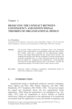 Chapter 2 RESOLVING THE CONFLICT BETWEEN CONTINGENCY