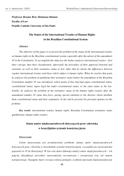 Professor Renato Braz Mehanna Khamis The Status of the