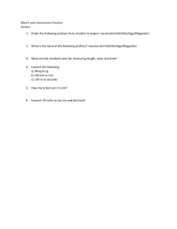 Metric and Conversions Practice Honors 1. Order the