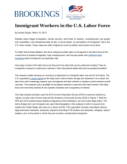 Immigrant Workers in the U.S. Labor Force