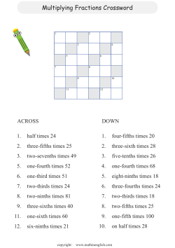 Multiplying Fractions Crossword