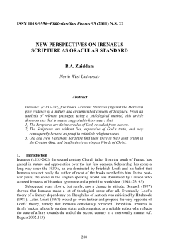 new perspectives on irenaeus scripture as oracular standard