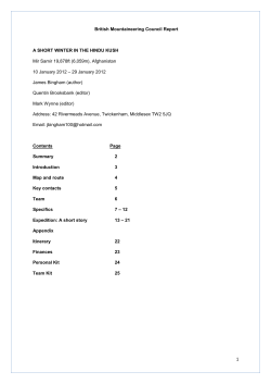 British Mountaineering Council Report A SHORT WINTER IN THE