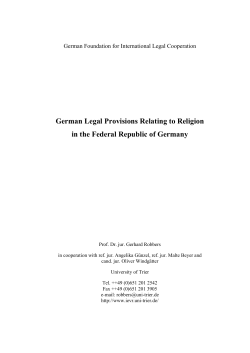 German Legal Provisions Relating to Religion in the Federal
