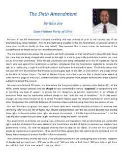 The Sixth Amendment - Constitution Party of Ohio
