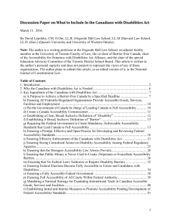 Discussion Paper on What to Include In the Canadians with
