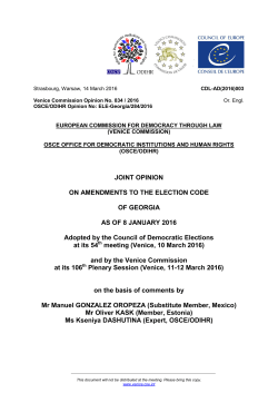 Joint Opinion on Amendments to the Election Code of Georgia