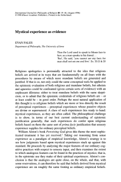 Mystical experience as evidence
