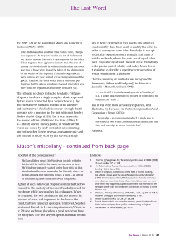 Editors --- "Mason`s miscellany" [2012] NSWBarAssocNews