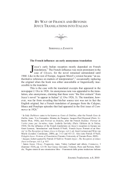 By Way of France and Beyond: Joyce`s Translations into Italian