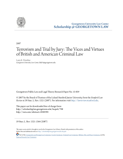 Terrorism and Trial by Jury - Scholarship @ GEORGETOWN LAW
