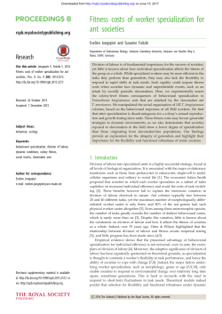 Fitness costs of worker specialization for ant societies