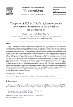 The place of FDI in China`s regional economic development