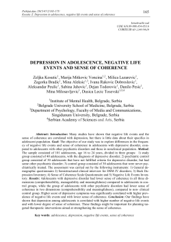 depression in adolescence, negative life events and sense of