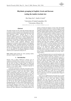 Rhythmic grouping in English, Greek and Korean: testing the iambic