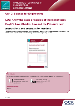 Unit 02 - Know the basic principles of thermal physics Boyle`s Law