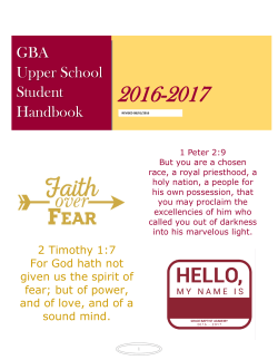 Upper School Handbook - Grace Baptist Academy